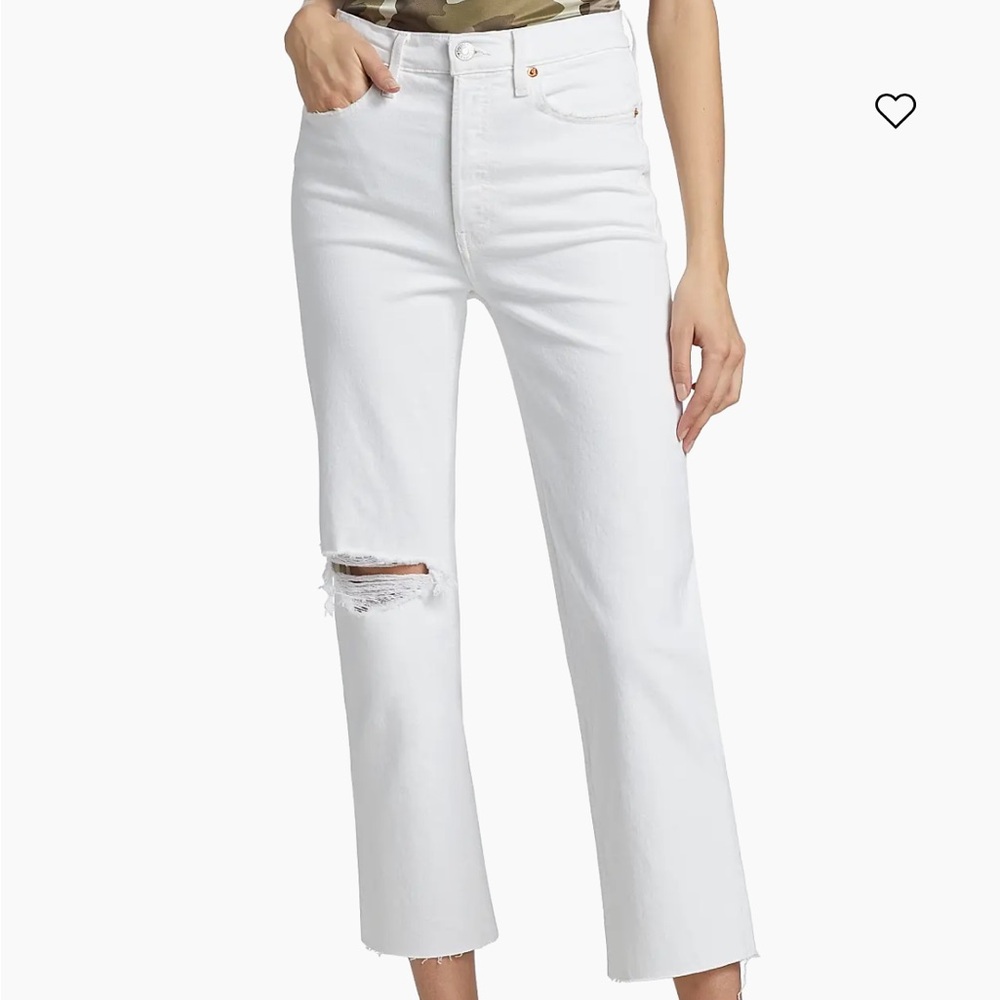 NWT Re/Done White High Rise 70s Stove Pipe Straight Leg Denim Jeans Size 28